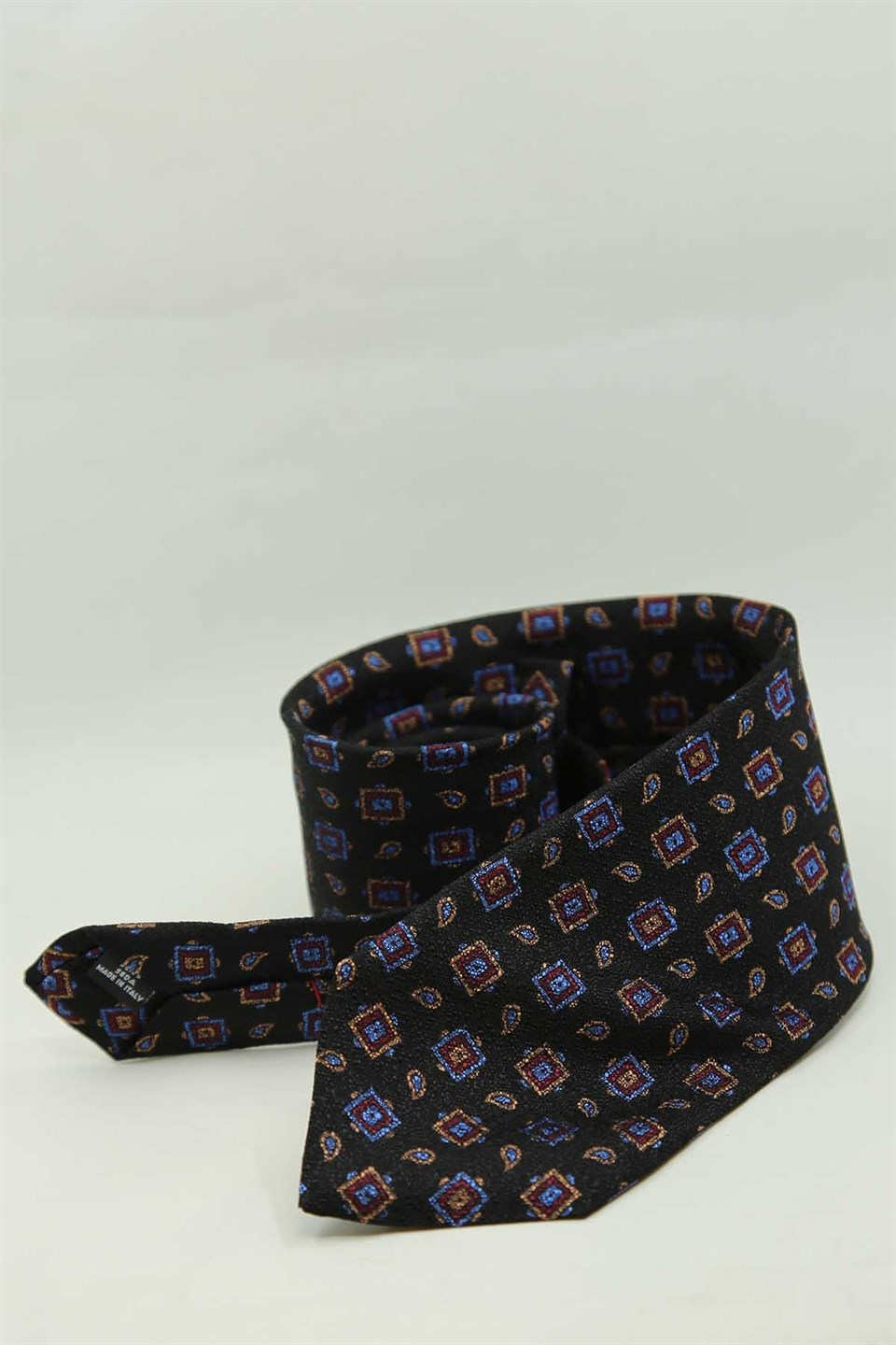 Siyah Motif Desen İtalyan İpek Kravat İK2496
