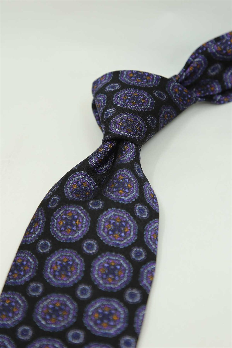 Siyah Motif Desen İtalyan İpek Kravat İK2501