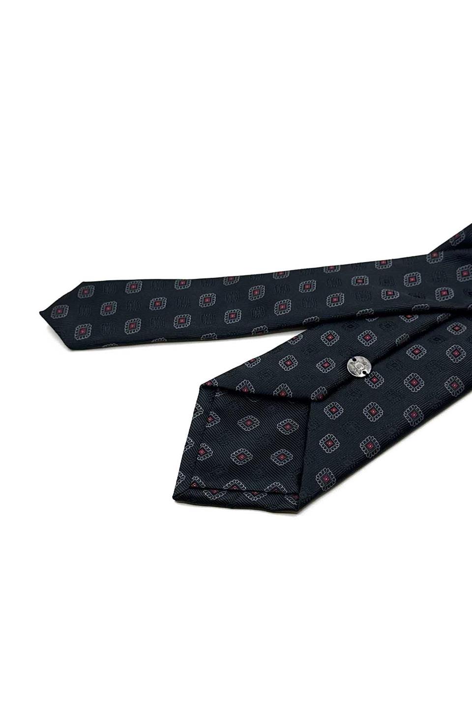 Siyah Motif Desen Mendilli Klasik Kravat KK13088
