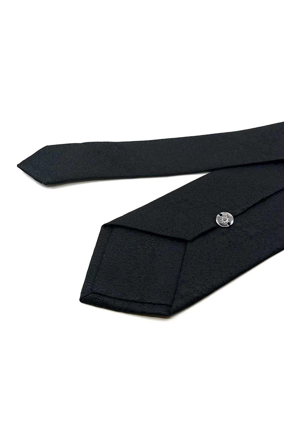 Siyah Motif Desen Mendilli Klasik Kravat KK12428