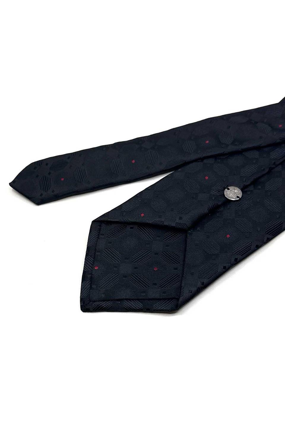 Siyah Motif Desen Mendilli Klasik Kravat KK13599