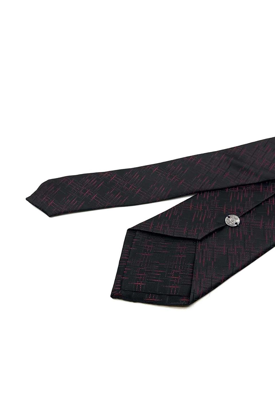 Siyah Motif Desen Mendilli Klasik Kravat KK12436