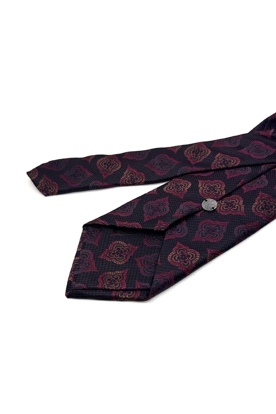 Siyah Motif Desen Mendilli Klasik Kravat KK13614
