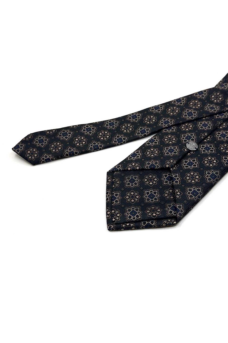 Siyah Motif Desen Mendilli Klasik Kravat KK13569