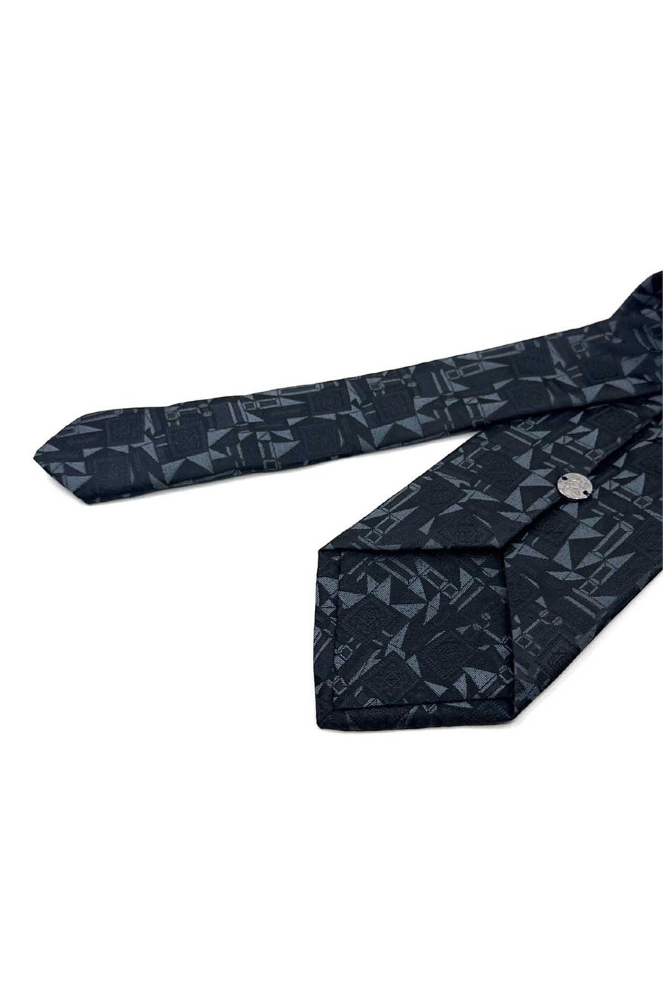 Siyah Motif Desen Mendilli Klasik Kravat KK14039
