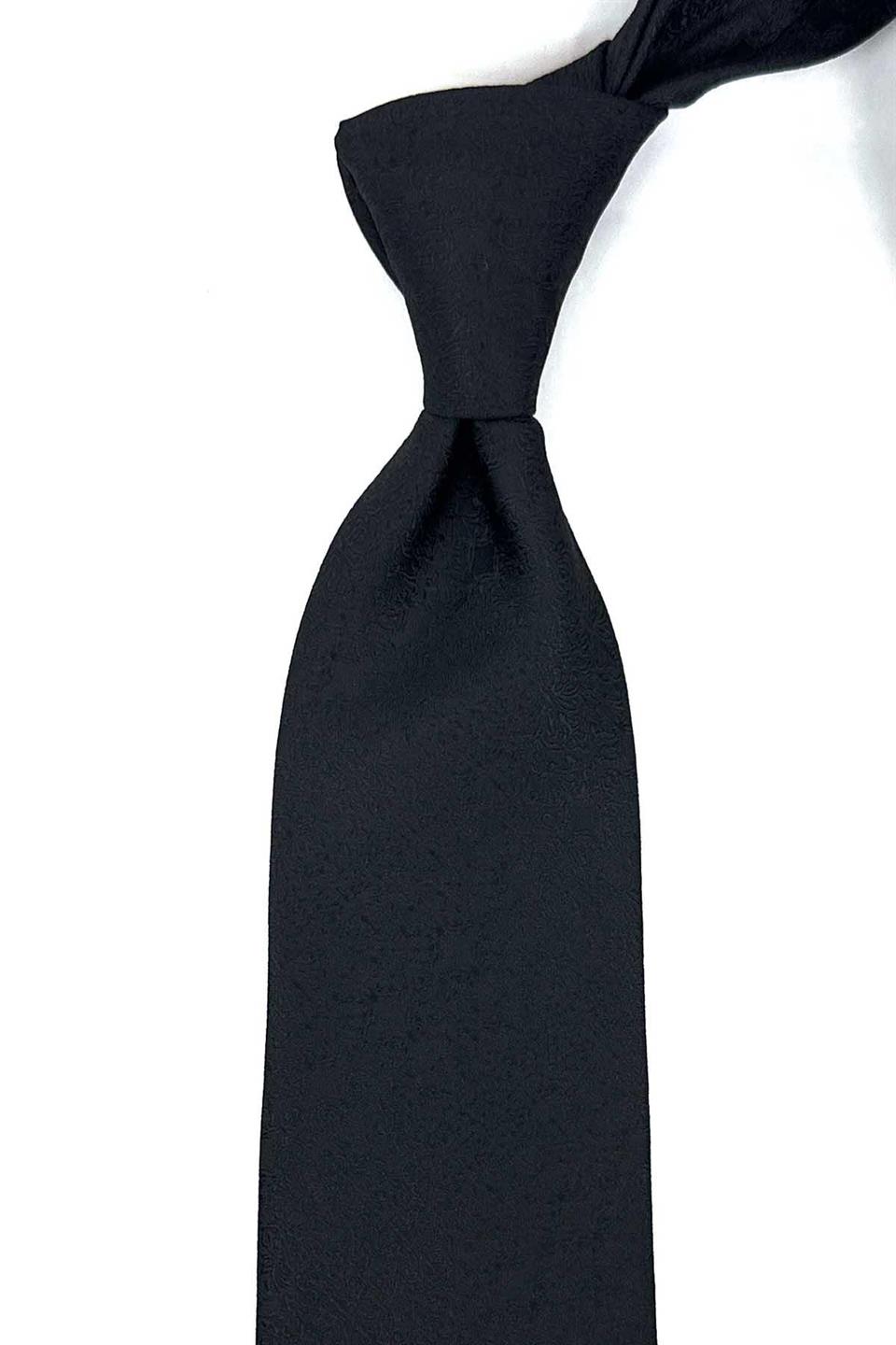 Siyah Motif Desen Mendilli Klasik Kravat KK12428