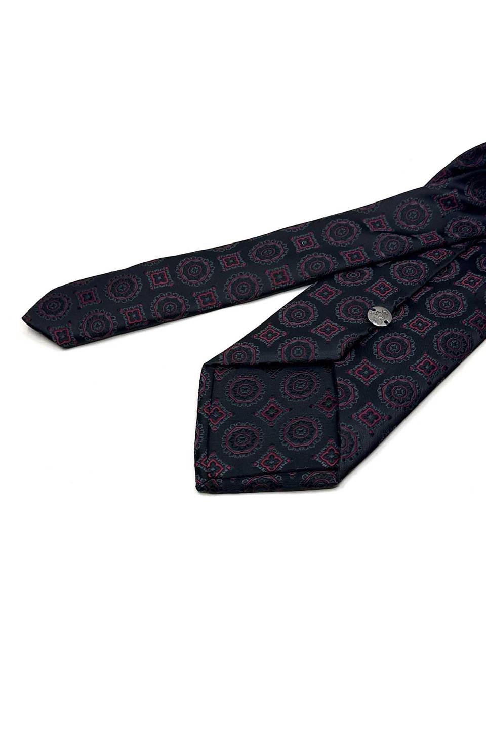 Siyah Motif Desen Mendilli Klasik Kravat KK13578