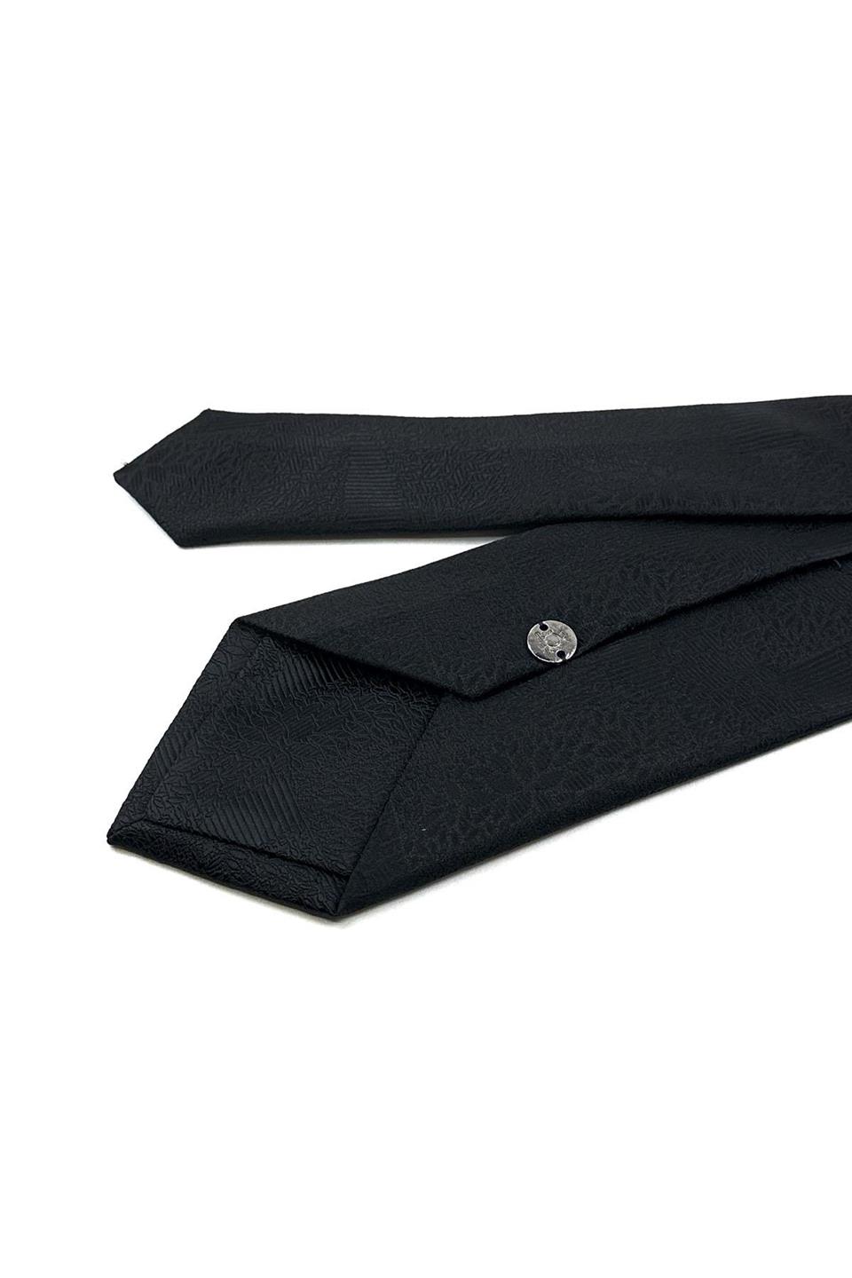 Siyah Motif Desen Mendilli Klasik Kravat KK12054