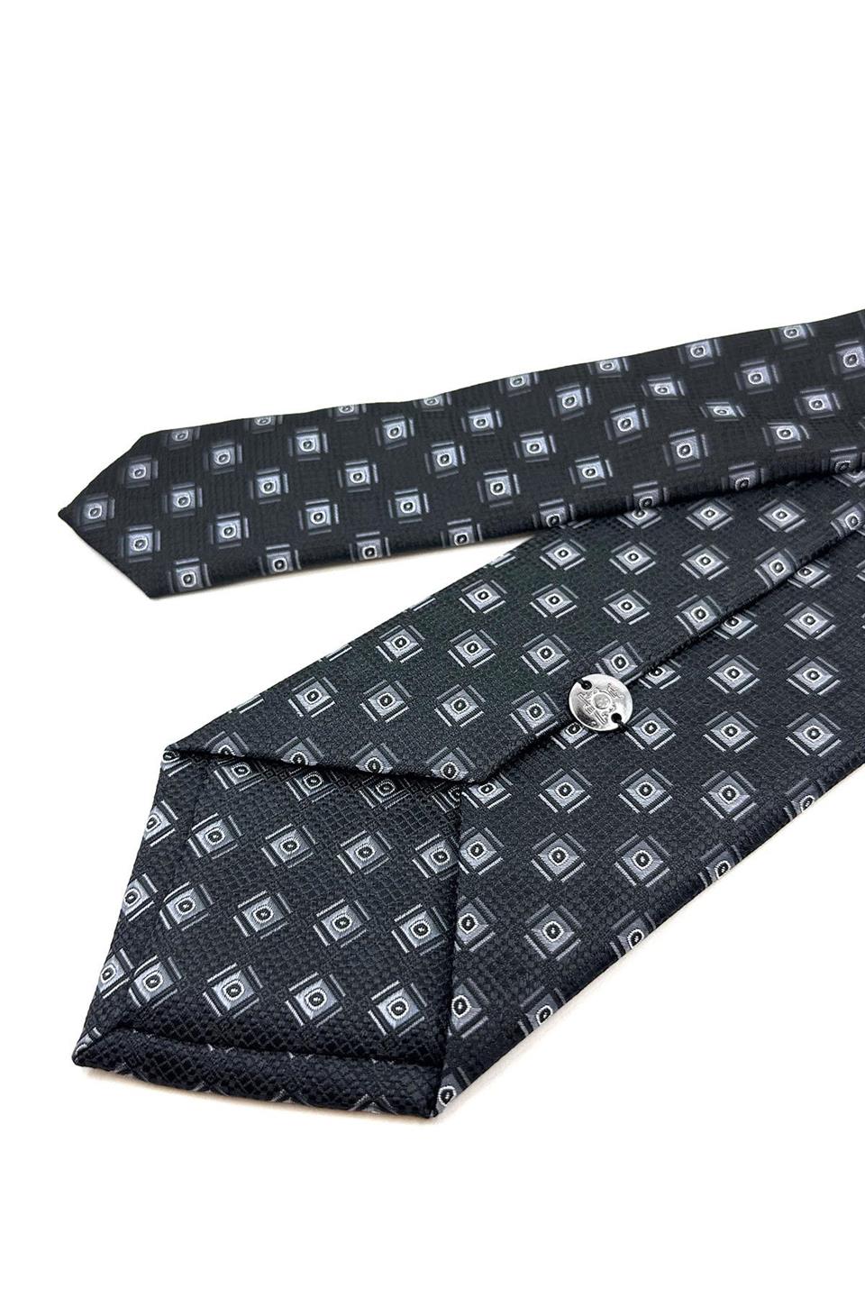 Siyah Motif Desen Mendilli Klasik Kravat KK11061