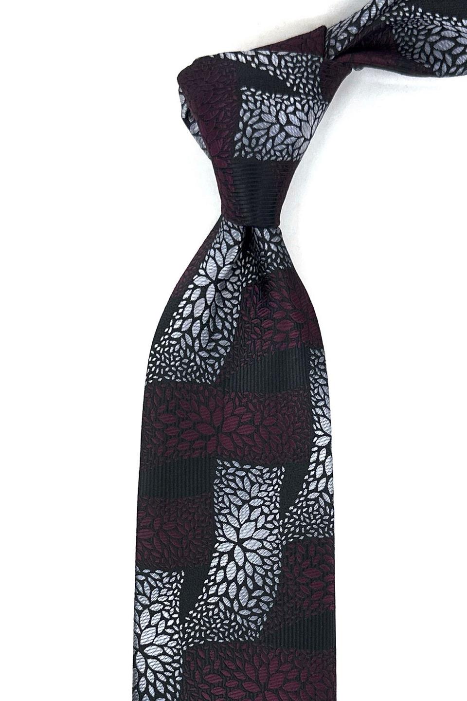 Siyah Motif Desen Mendilli Klasik Kravat KK12052