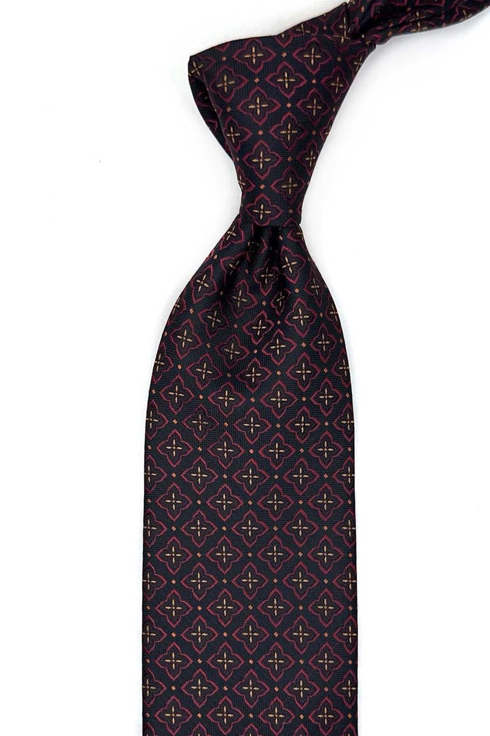 Siyah Motif Desen Mendilli Klasik Kravat KK13479