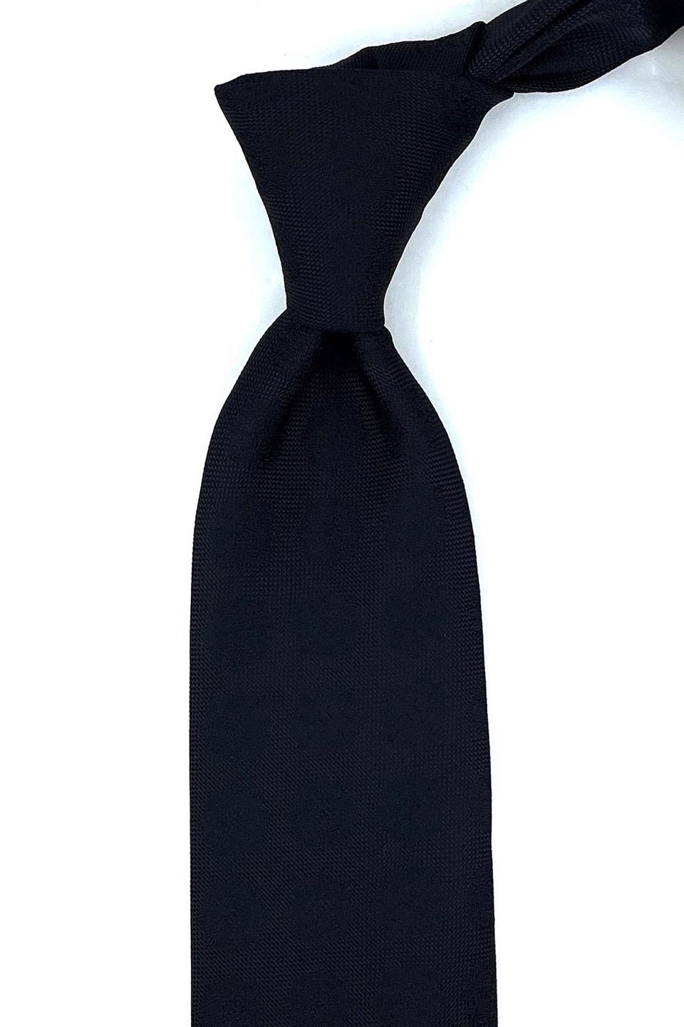 Siyah Motif Desen Mendilli Klasik Kravat KK10972