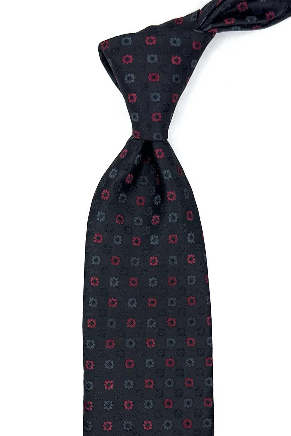 Siyah Motif Desen Mendilli Klasik Kravat KK13188