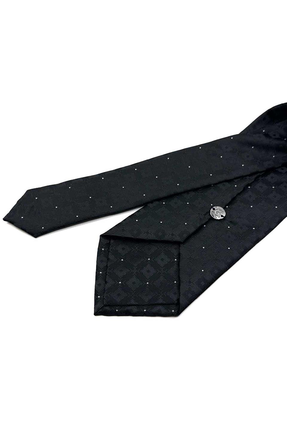 Siyah Motif Desen Mendilli Klasik Kravat KK12572
