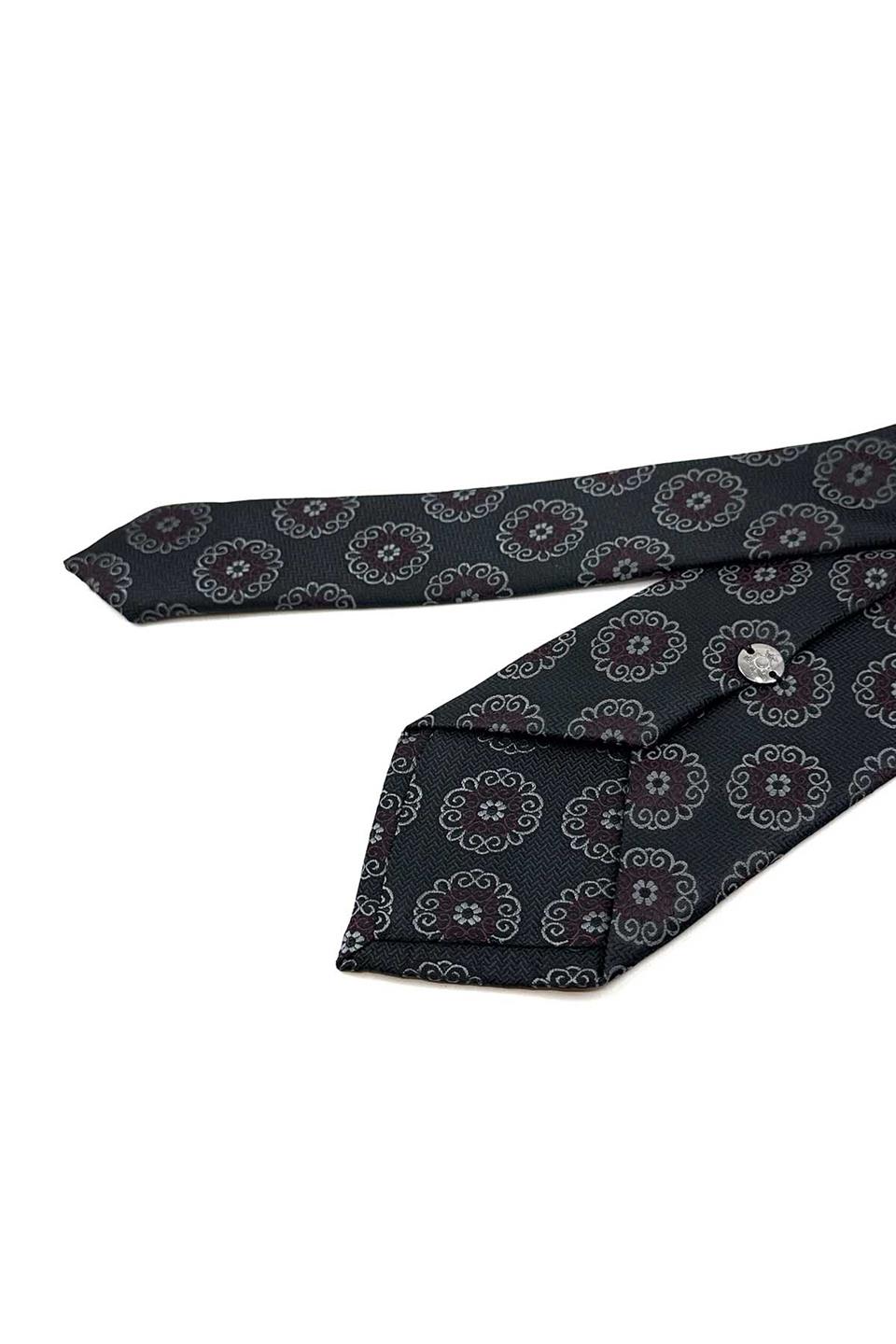 Siyah Motif Desen Mendilli Klasik Kravat KK12242