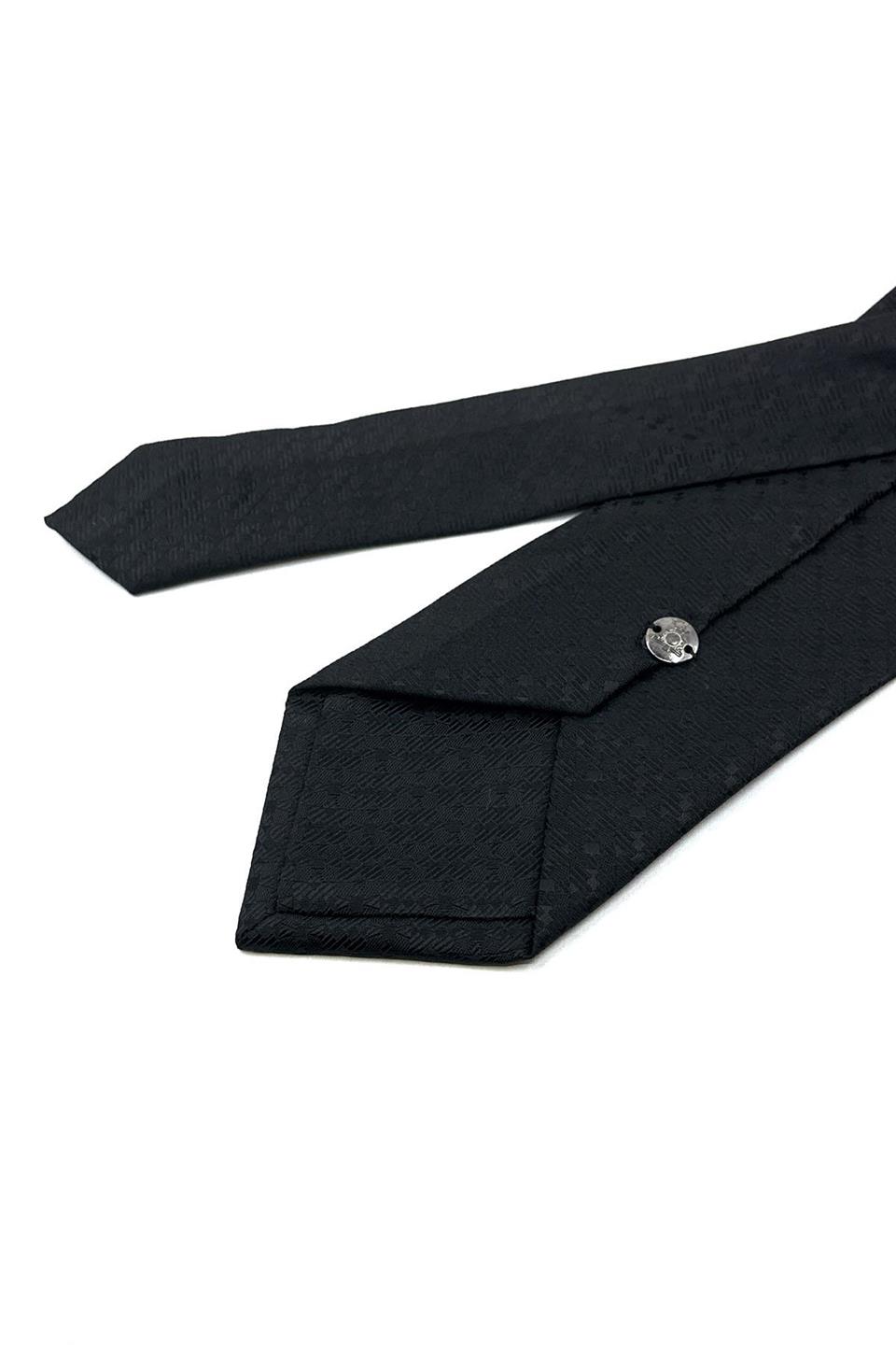 Siyah Motif Desen Mendilli Klasik Kravat KK12013
