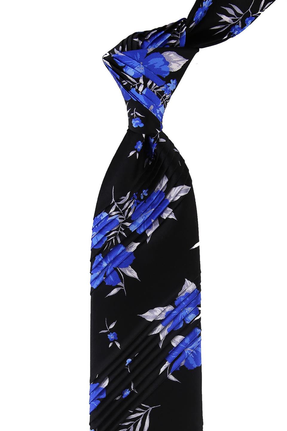 Siyah Motif Desen Piliseli İpek Kravat EST156