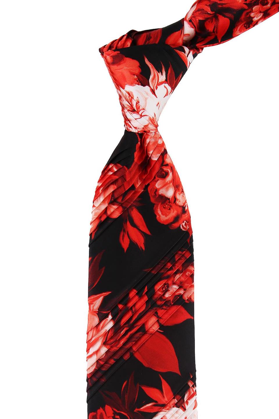 Siyah Motif Desen Piliseli İpek Kravat EST155