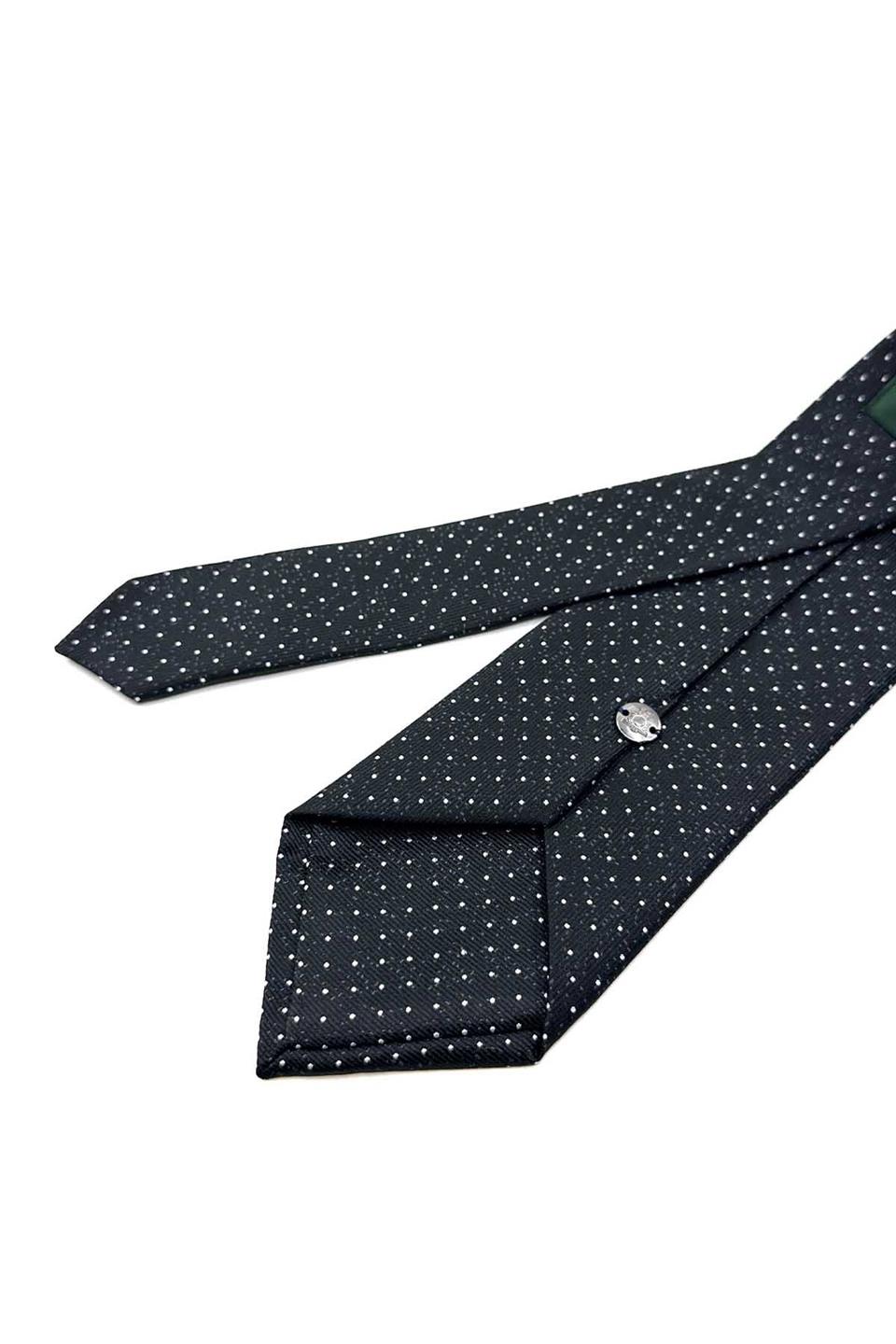 Siyah Nokta Desen Mendilli Klasik Kravat KK12523
