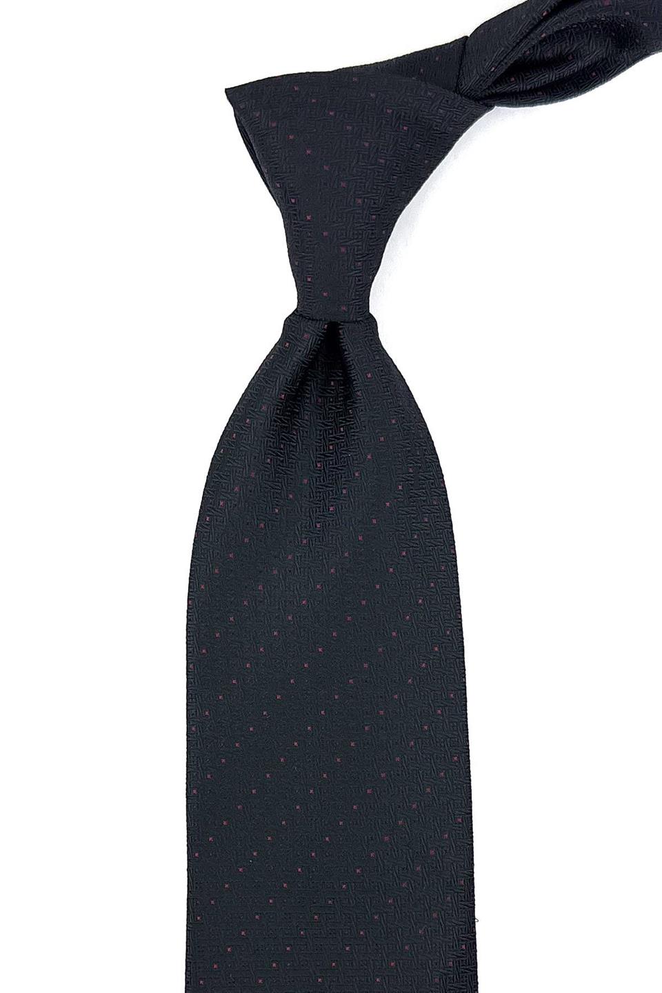 Siyah Nokta Desen Mendilli Klasik Kravat KK11197
