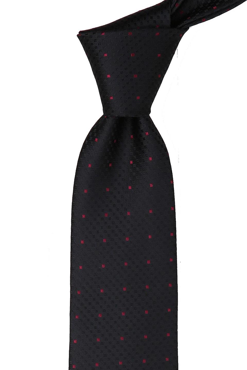 Siyah Nokta Desen Mendilli Klasik Kravat KK9489