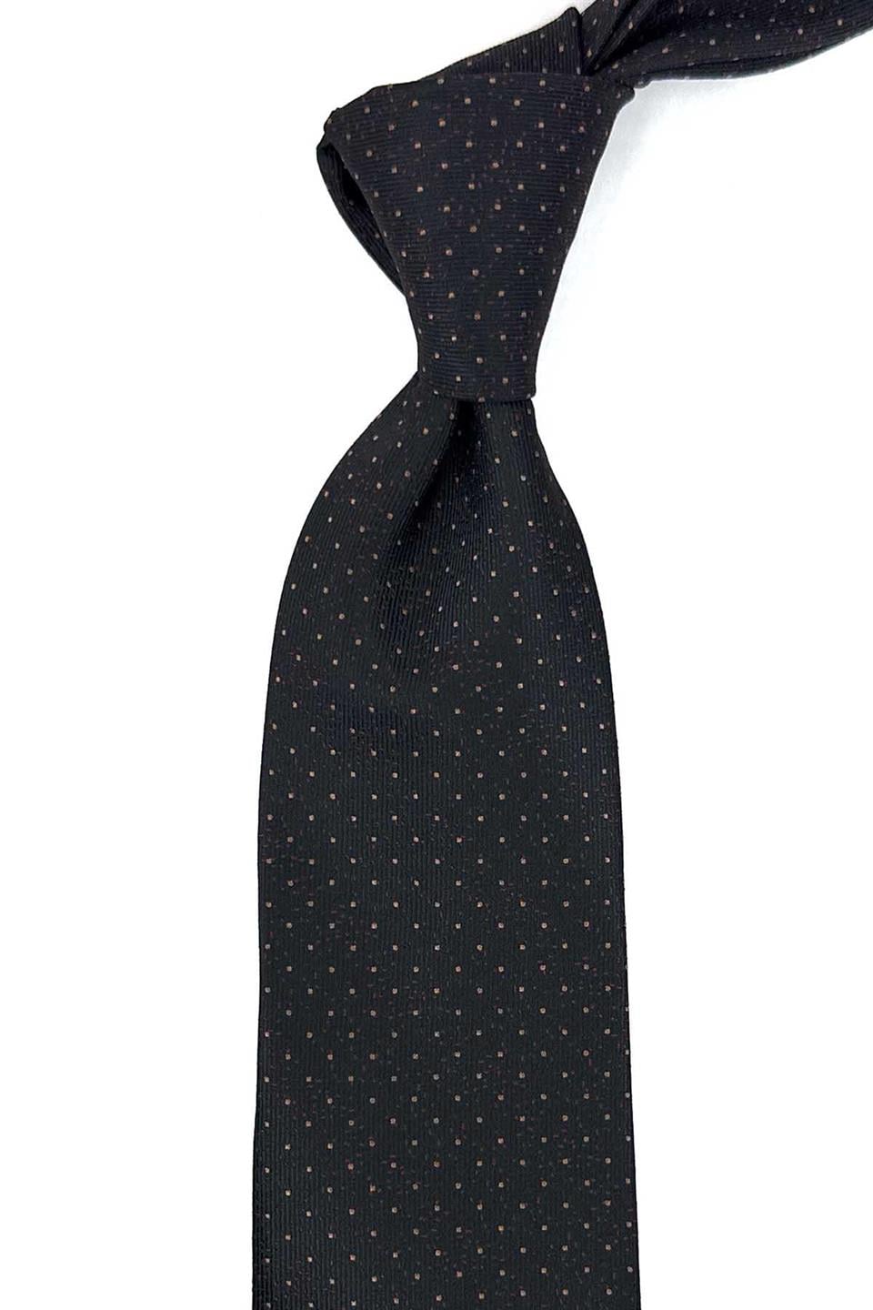Siyah Nokta Desen Mendilli Klasik Kravat KK12475