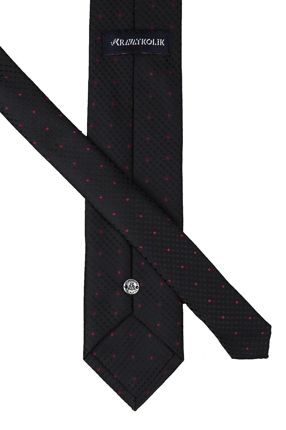 Siyah Nokta Desen Mendilli Klasik Kravat KK9489