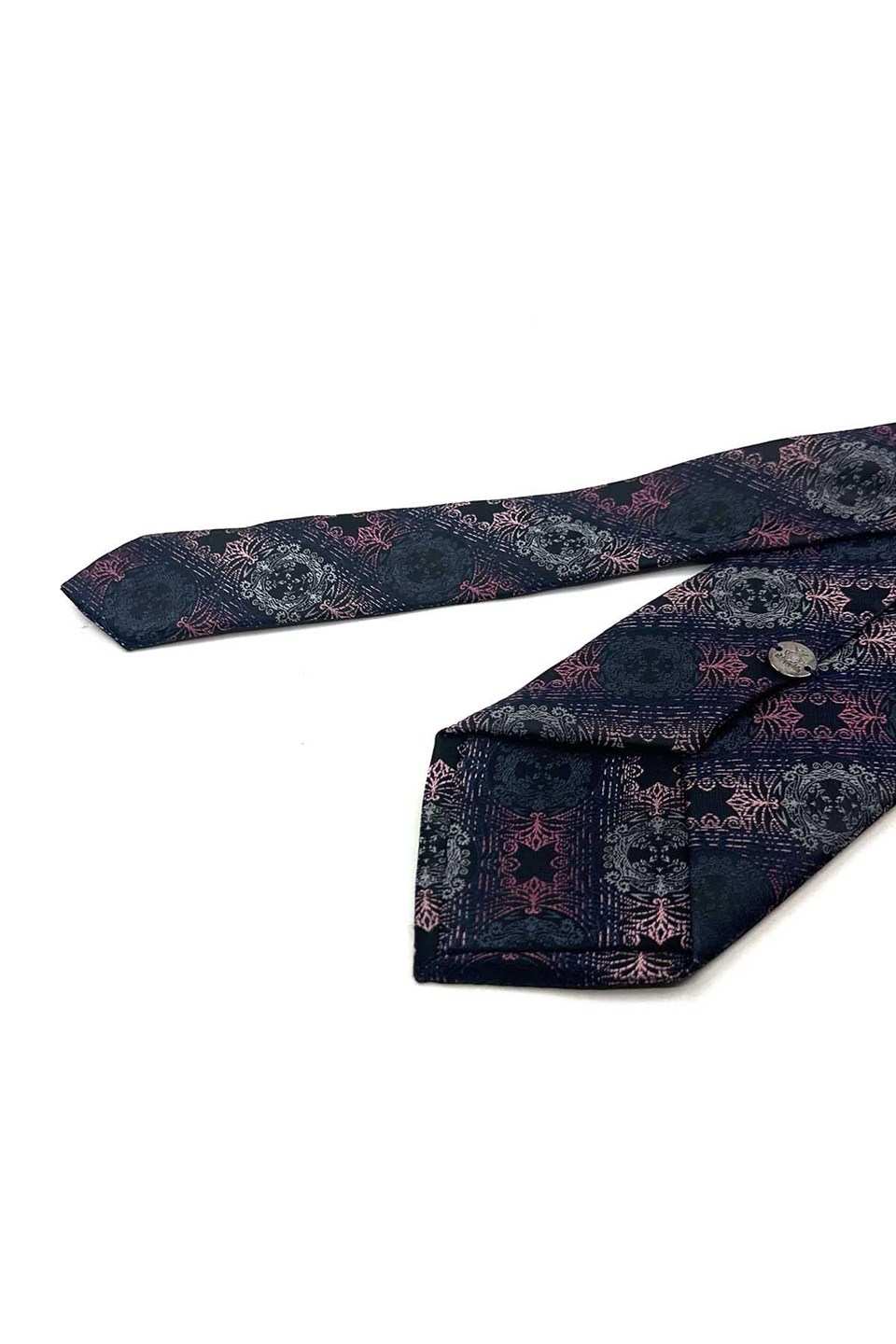 Siyah Pembe Motif Desen Mendilli Klasik Kravat KK13723