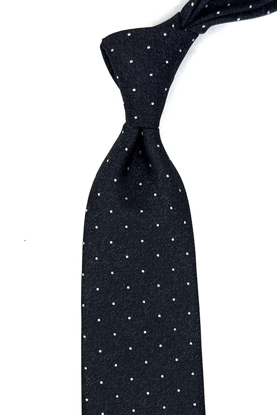 Siyah Puantiye Desen Mendilli Klasik Kravat KK12325