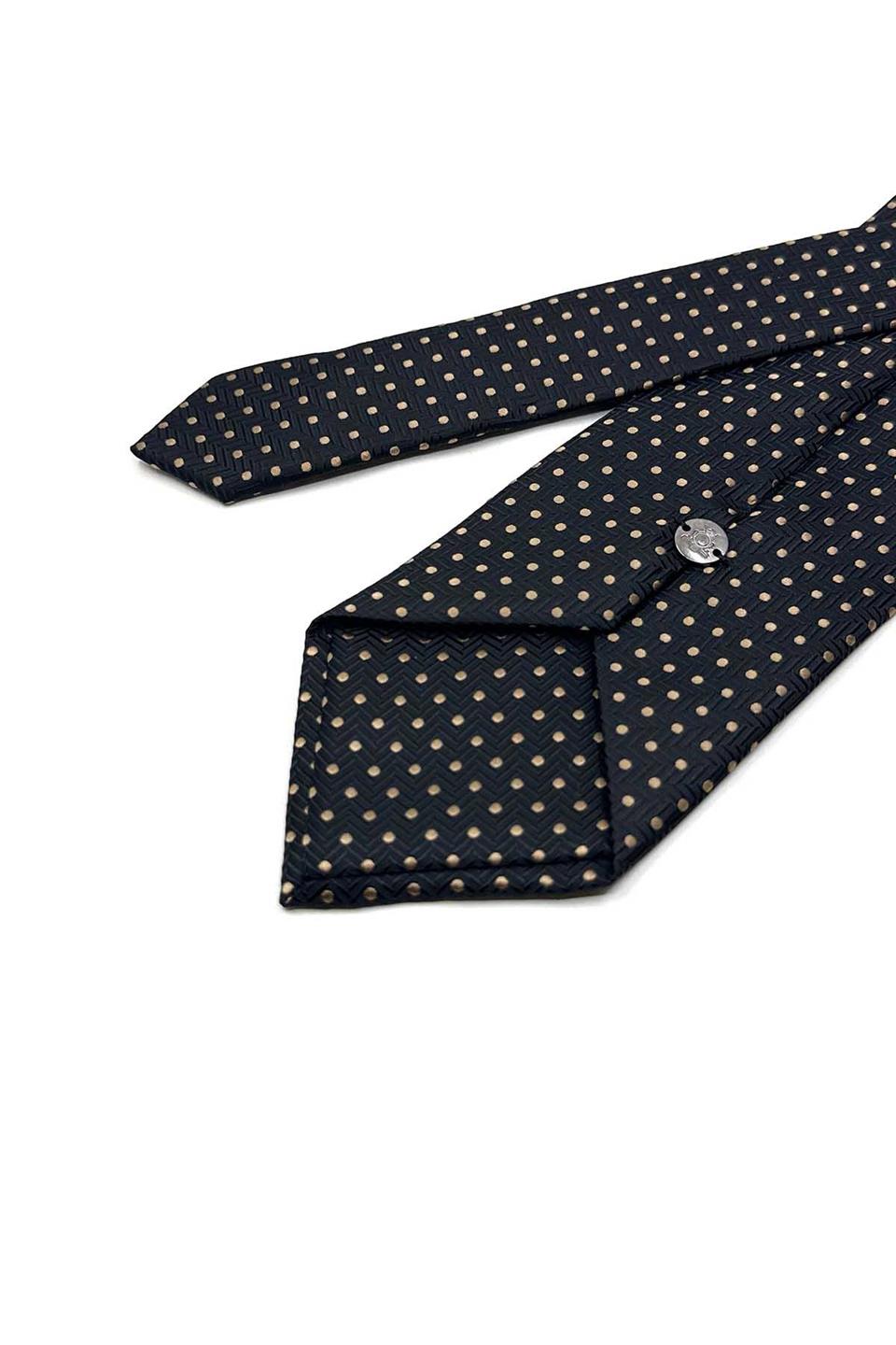 Siyah Puantiye Desen Mendilli Klasik Kravat KK13538