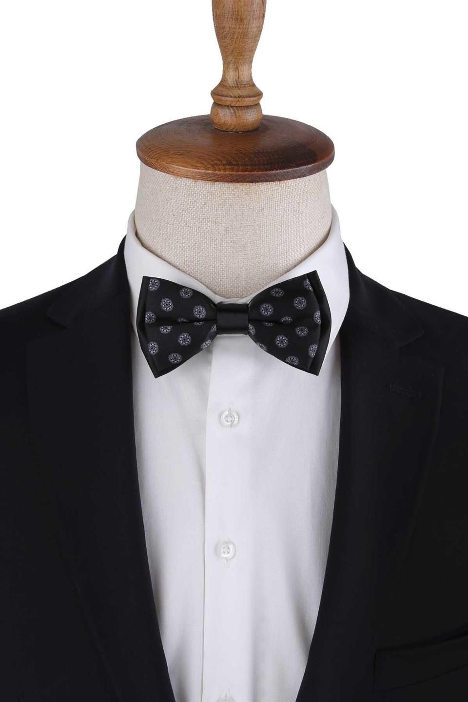 Siyah Puantiye Desen Papyon P1967