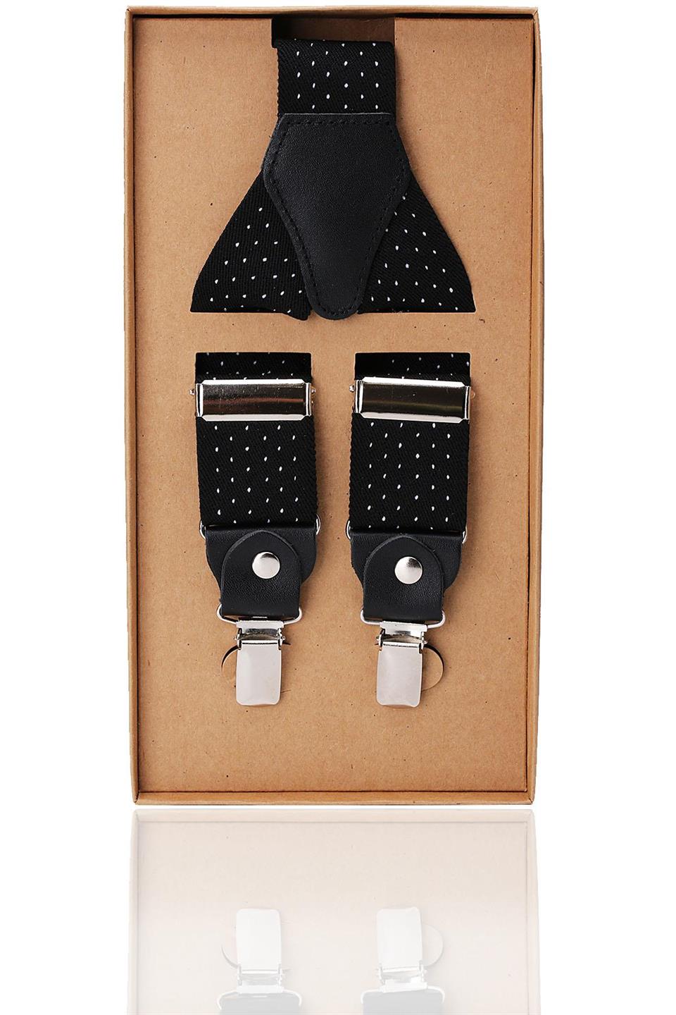 Siyah Renk Deri Bağlantılı Erkek Pantolon Askısı PAN56