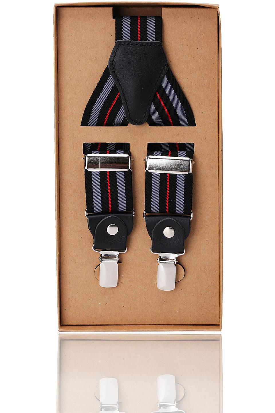 Siyah Renk Deri Bağlantılı Erkek Pantolon Askısı PAN36