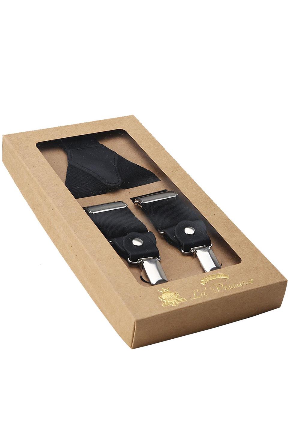 Siyah Renk Deri Bağlantılı Erkek Pantolon Askısı PAN58