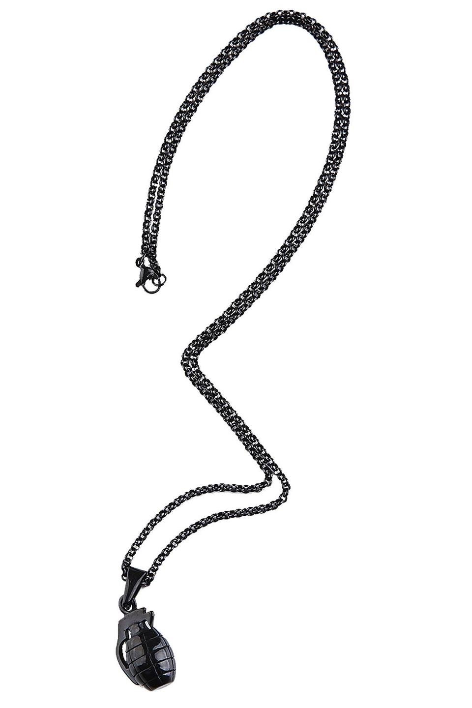 Siyah Renk El Bombası Çelik Kolye KLY132