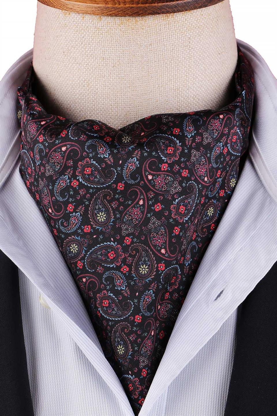 Siyah Şal Desen Erkek Fular Ascot K665