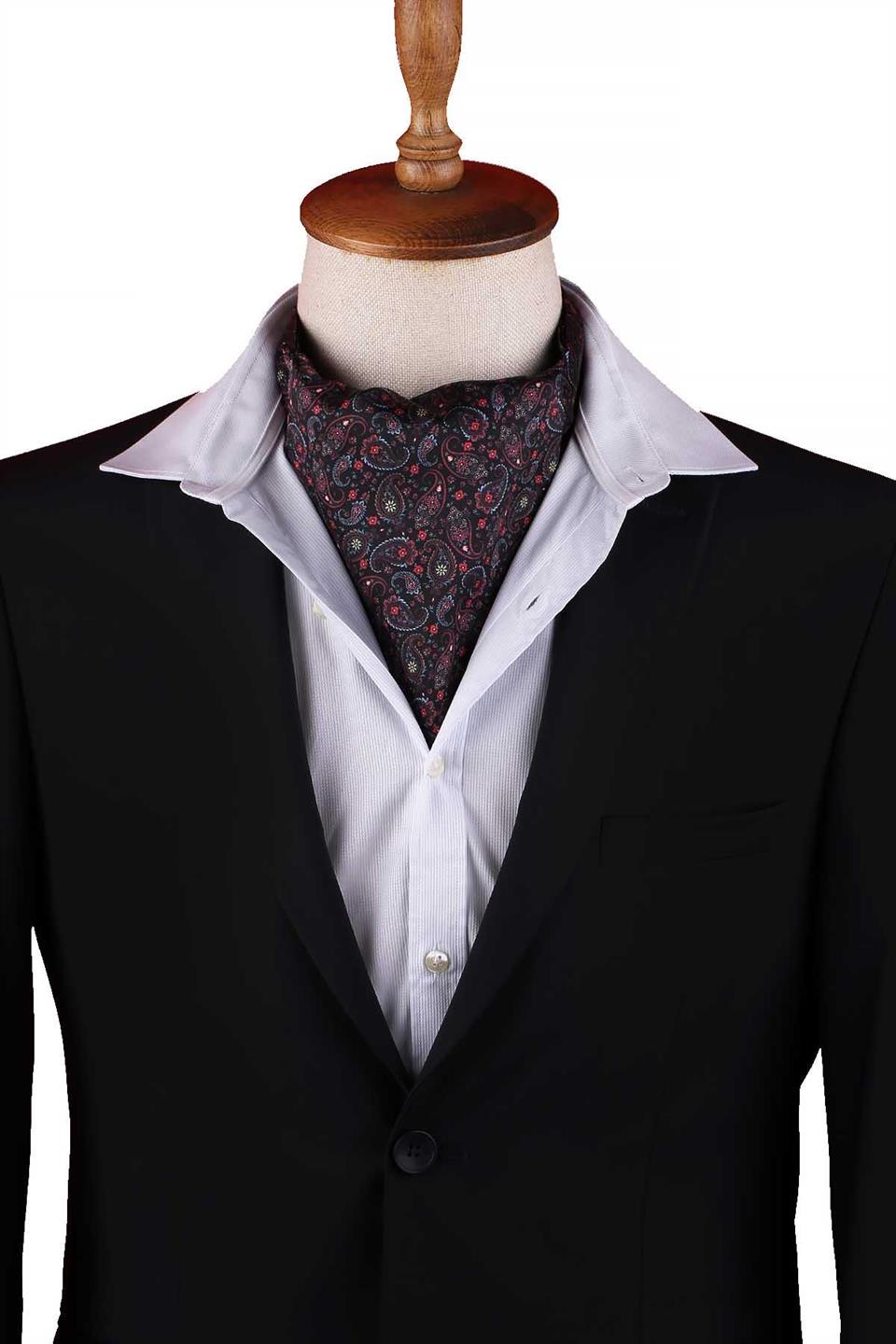Siyah Şal Desen Erkek Fular Ascot K665