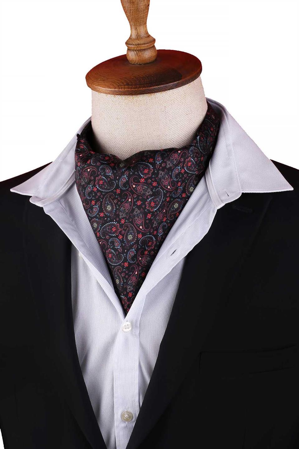 Siyah Şal Desen Erkek Fular Ascot K665
