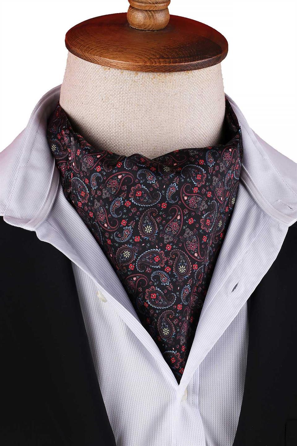 Siyah Şal Desen Erkek Fular Ascot K665