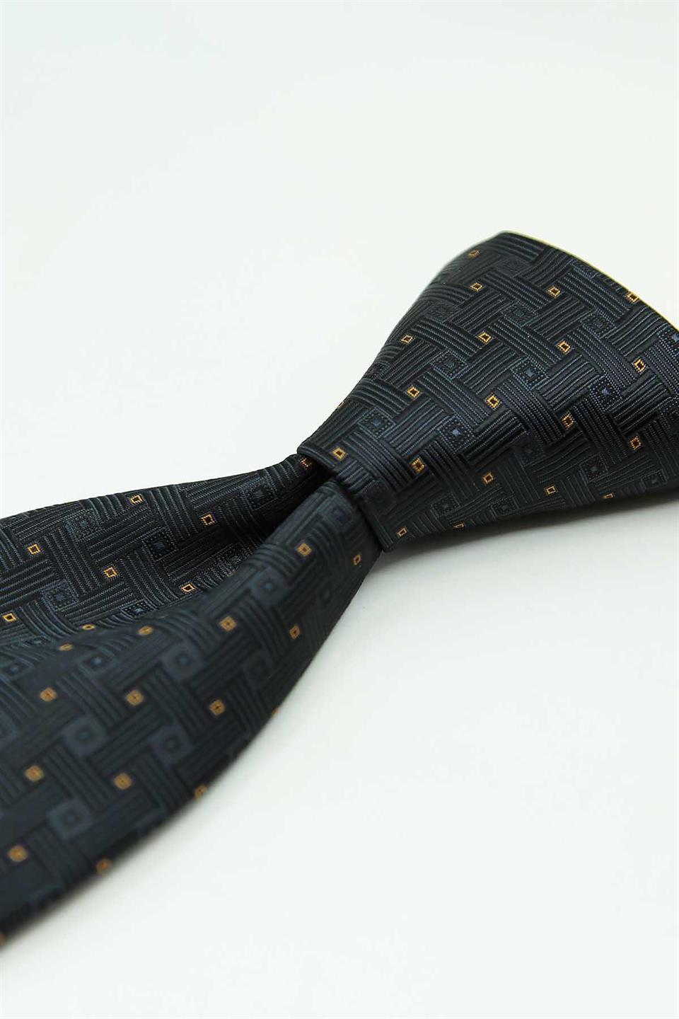 Siyah - Sarı Kare Kravat