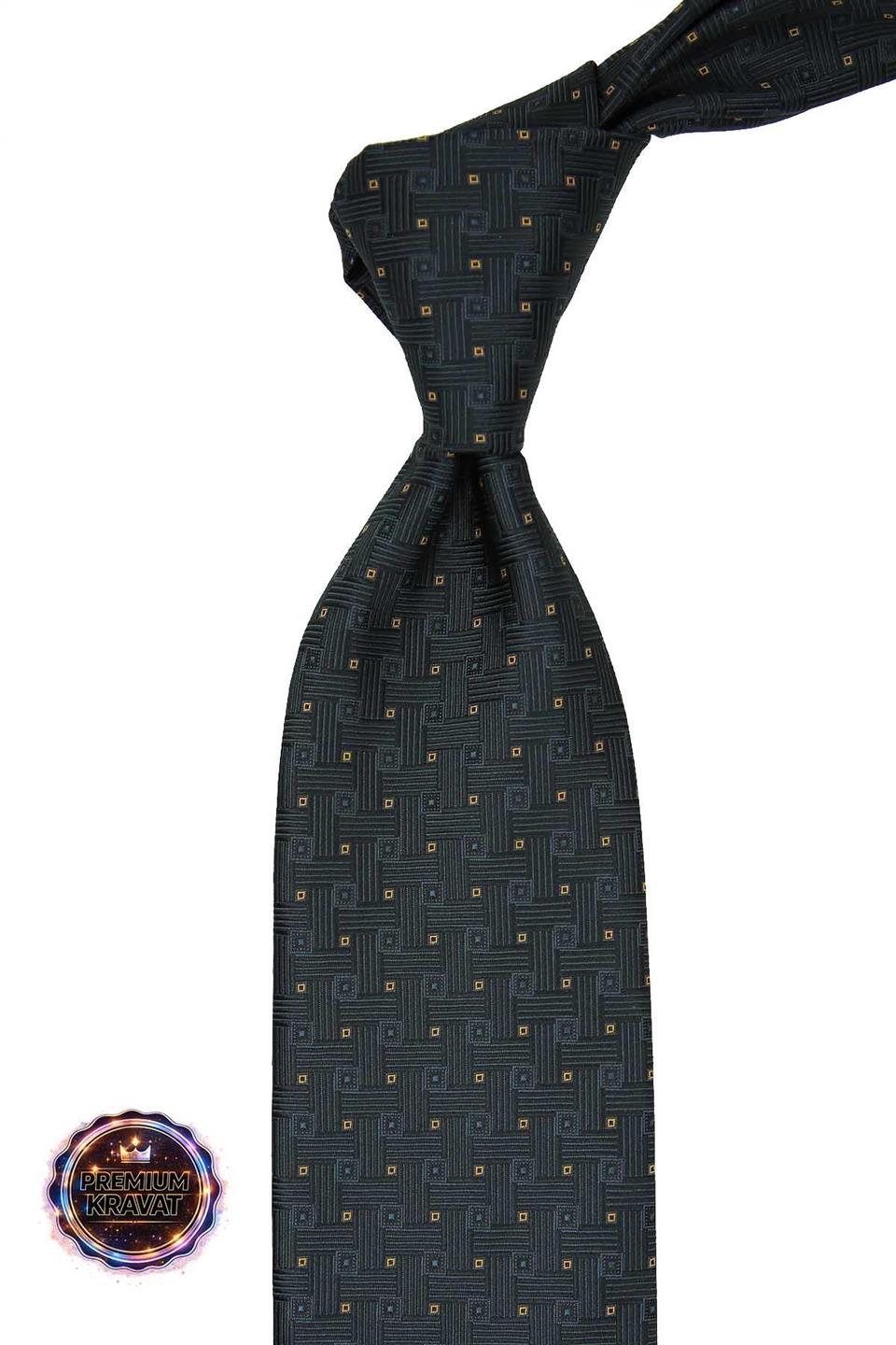 Siyah - Sarı Kare Kravat