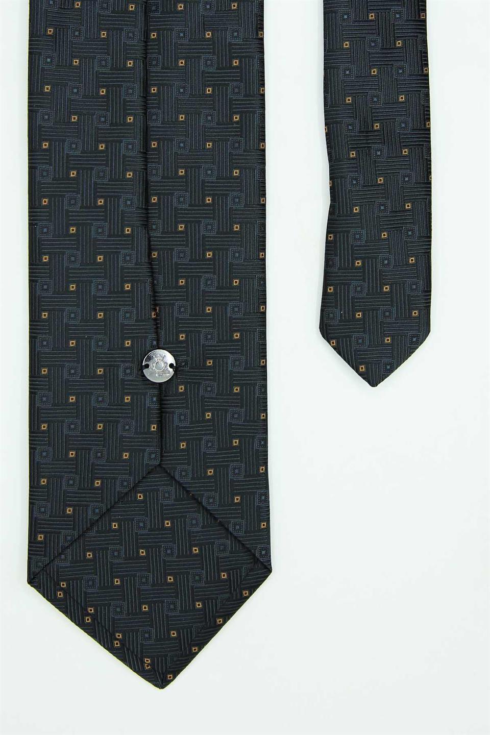 Siyah - Sarı Kare Kravat