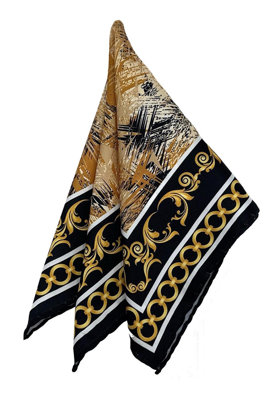 Siyah - Sarı Motif Desen Erkek Cep Mendili SPS640-120