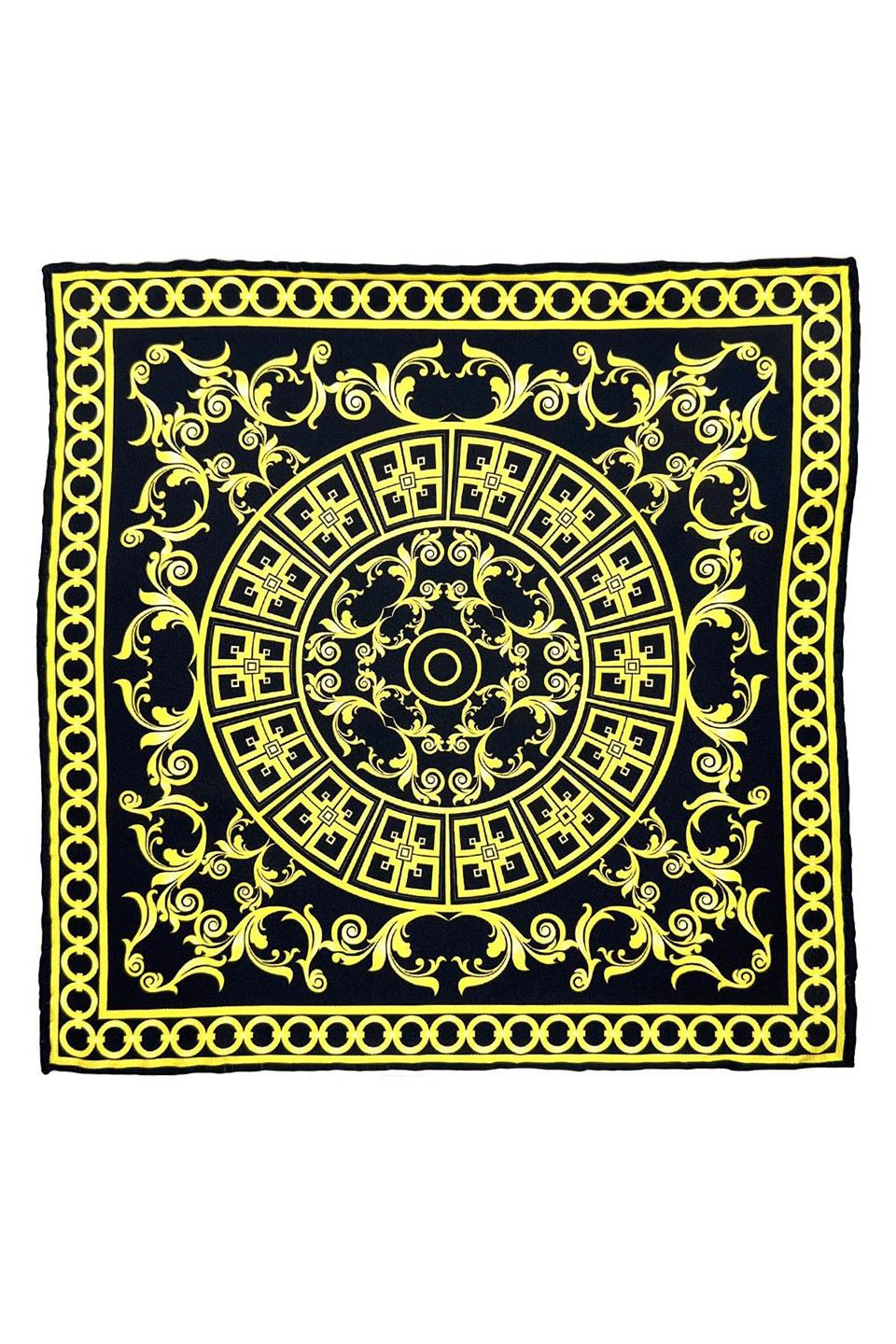 Siyah - Sarı Motif Desen Erkek Cep Mendili SPS541-11
