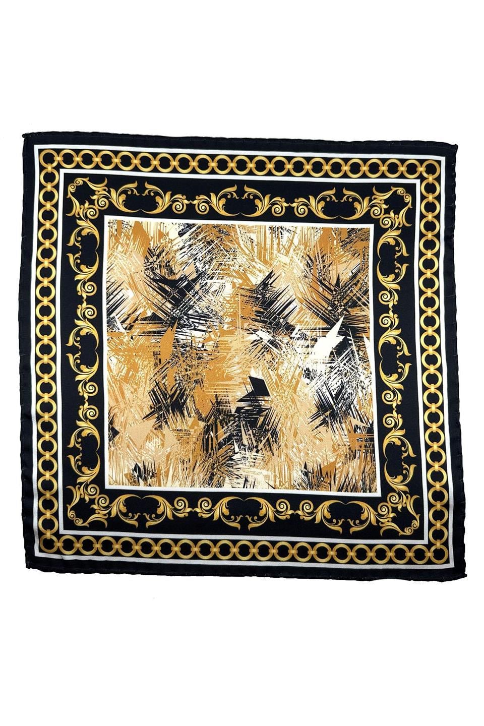 Siyah - Sarı Motif Desen Erkek Cep Mendili SPS640-120
