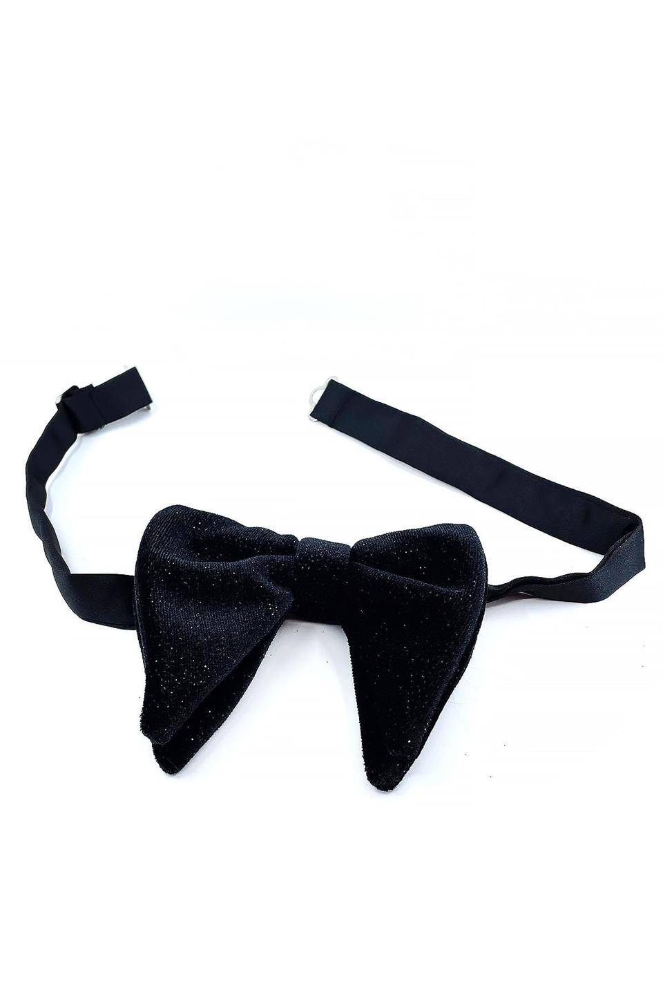 Siyah Simli Büyük Kadife Papyon P1700