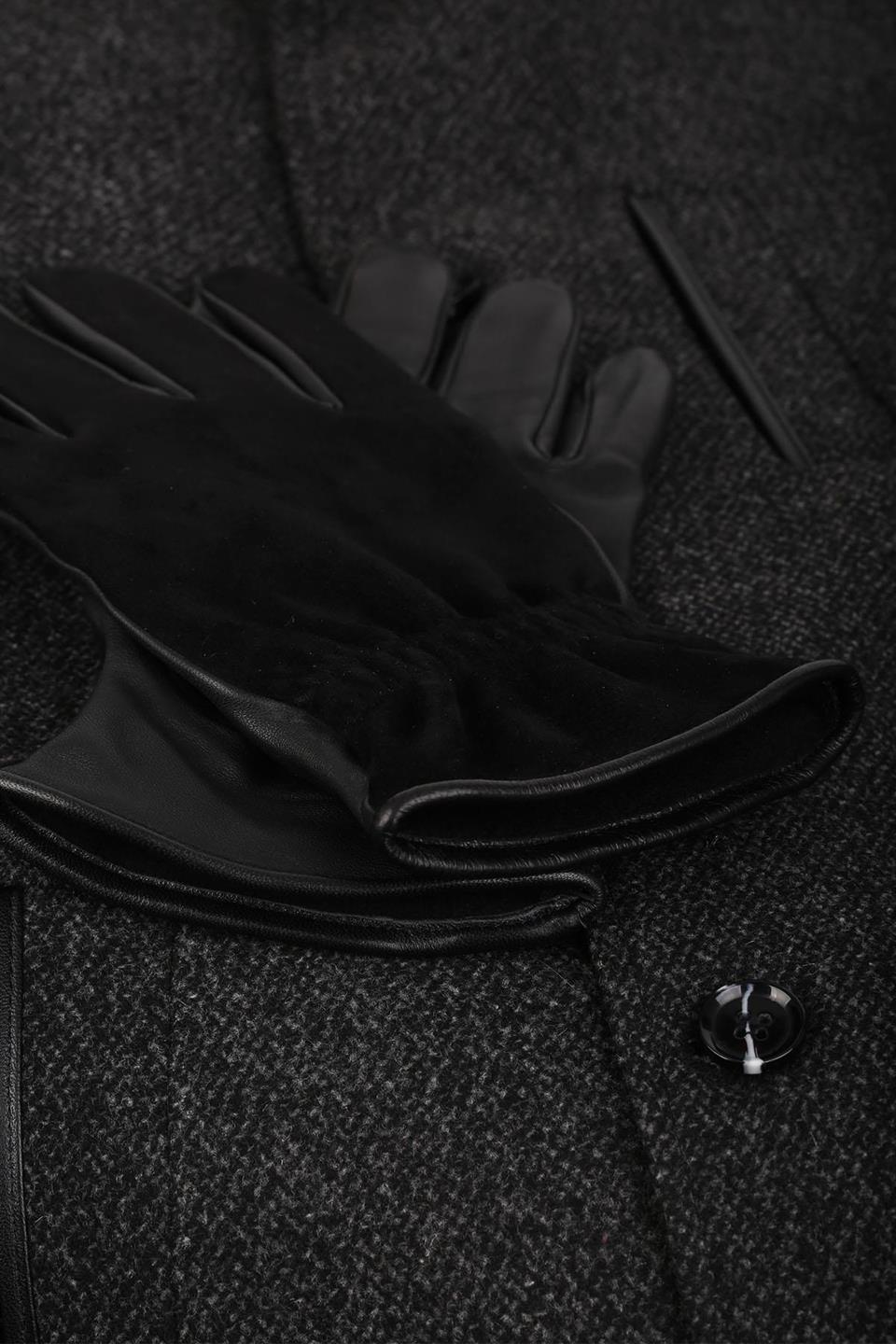 Siyah Süet Erkek Deri Eldiven EL08