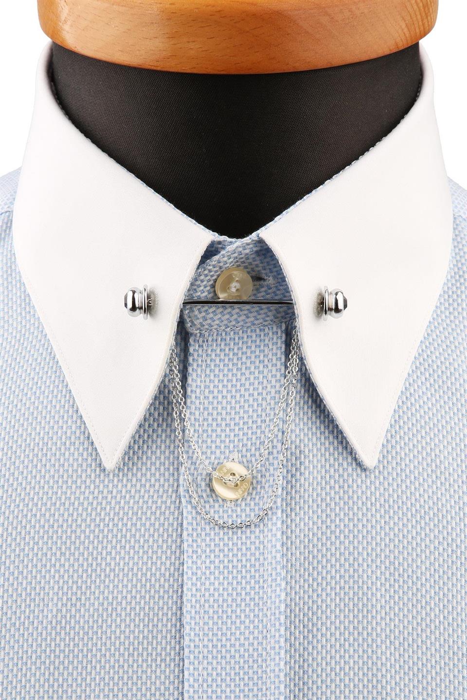 Siyah Taşlı Zincirli Gömlek Yaka İğnesi GI211