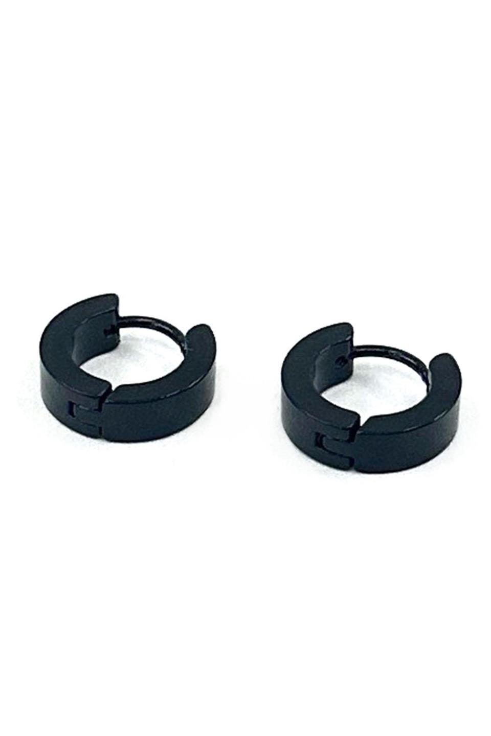 Siyah Yuvarlak Unisex Küpe EAR20