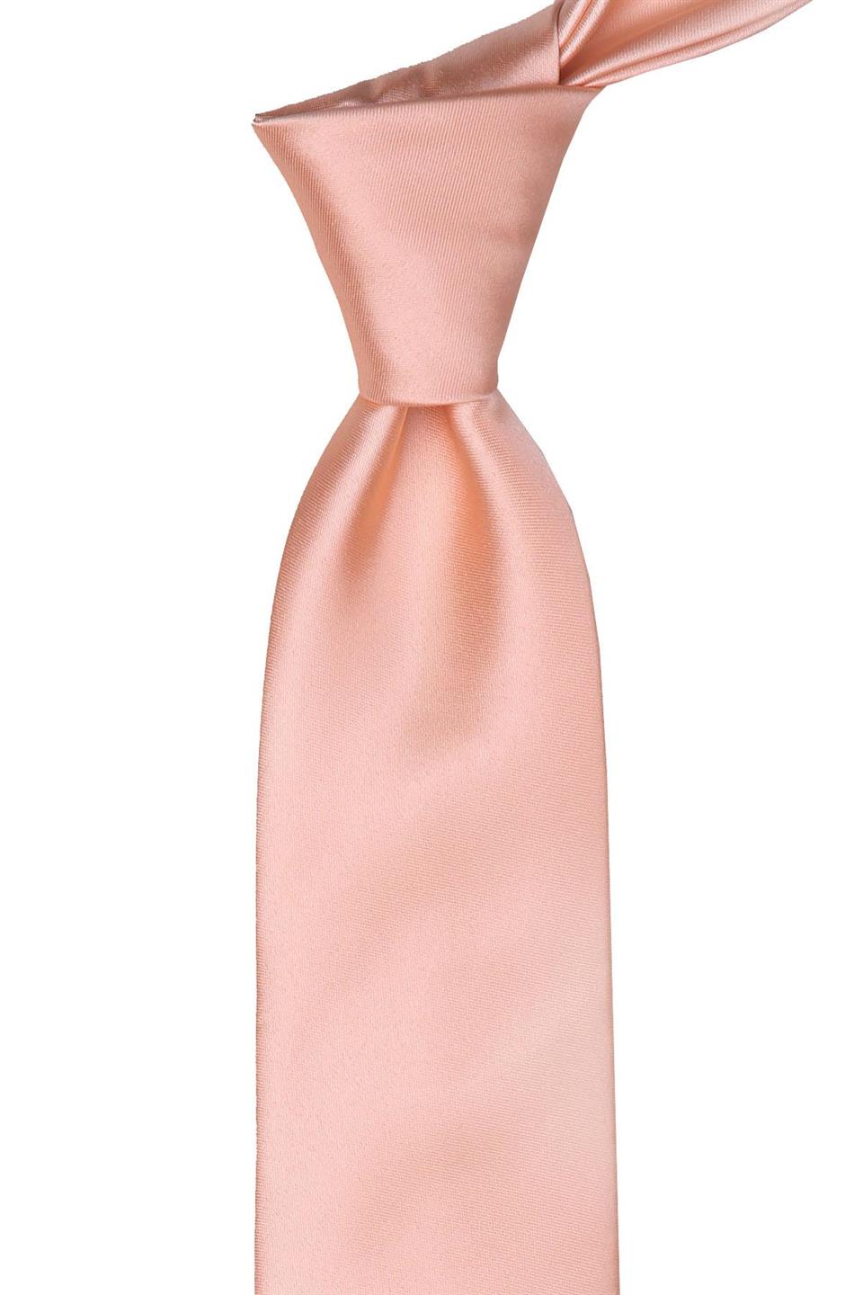 Somon Renk Mendilli Düz Saten Kravat KK1139